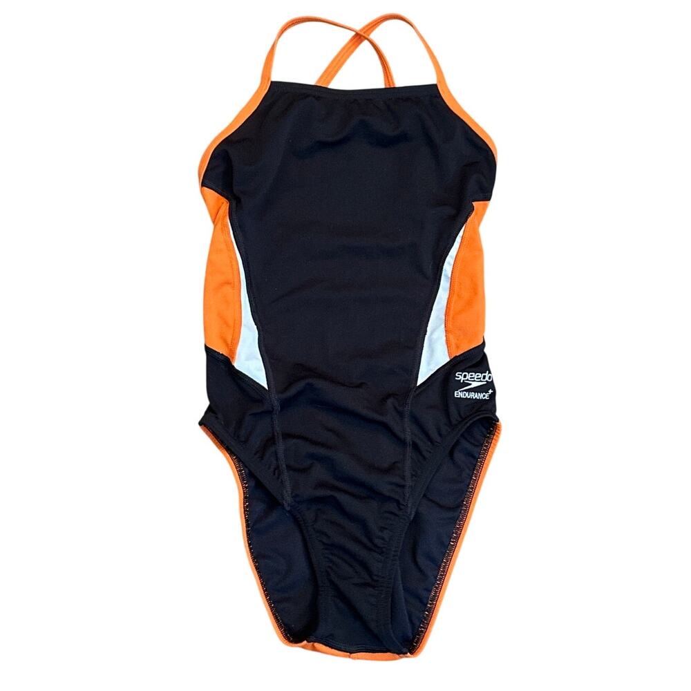 Speedo Endurance + Women's Swimsuit One Piece Edge Splice Crossback Sz 26
